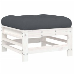 vidaXL Taburete de jardín con cojín madera maciza de pino blanco