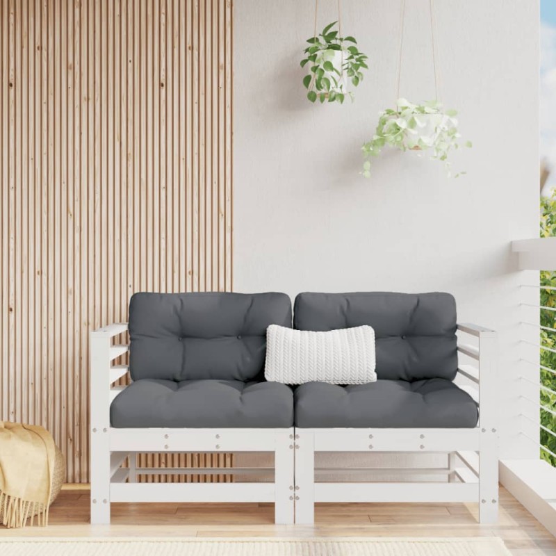 vidaXL Sofás esquineros con cojines 2 uds madera maciza de pino blanco vidaXL Sofás esquineros con cojines 2 uds madera maciza de pino blanco