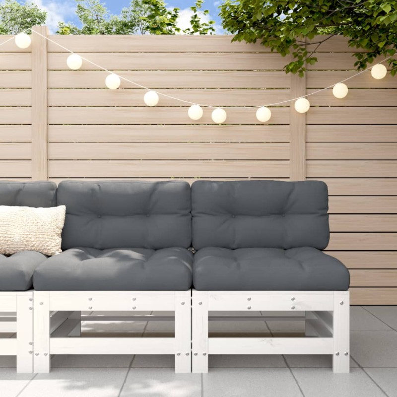 vidaXL Sofás centrales con cojines 2 uds madera maciza de pino blanco vidaXL Sofás centrales con cojines 2 uds madera maciza de pino blanco