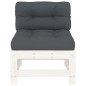 vidaXL Sofás centrales con cojines 2 uds madera maciza de pino blanco vidaXL Sofás centrales con cojines 2 uds madera maciza de pino blanco