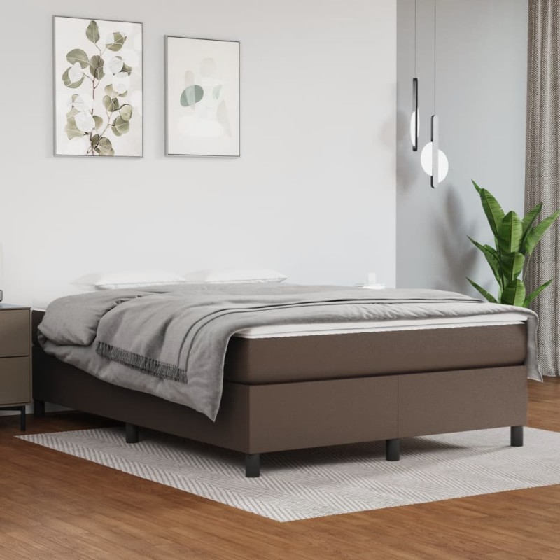 vidaXL Estructura de cama box spring cuero sintético marrón 140x190 cm vidaXL Estructura de cama box spring cuero sintético marrón 140x190 cm