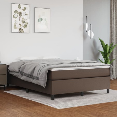 vidaXL Estructura de cama box spring cuero sintético marrón 140x190 cm