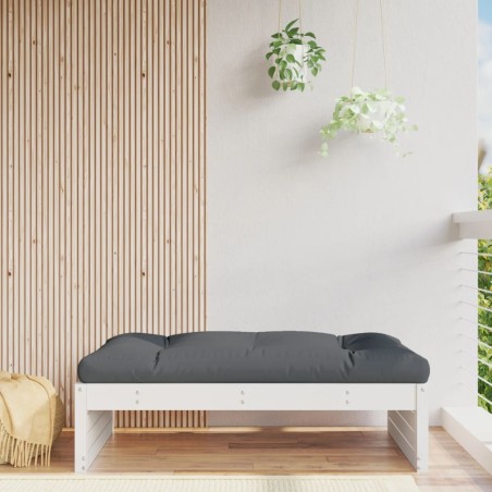 vidaXL Taburete de jardín madera maciza de pino blanco 120x80 cm
