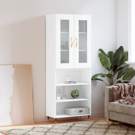 vidaXL Aparador alto madera contrachapada blanco 69,5x34x180 cm