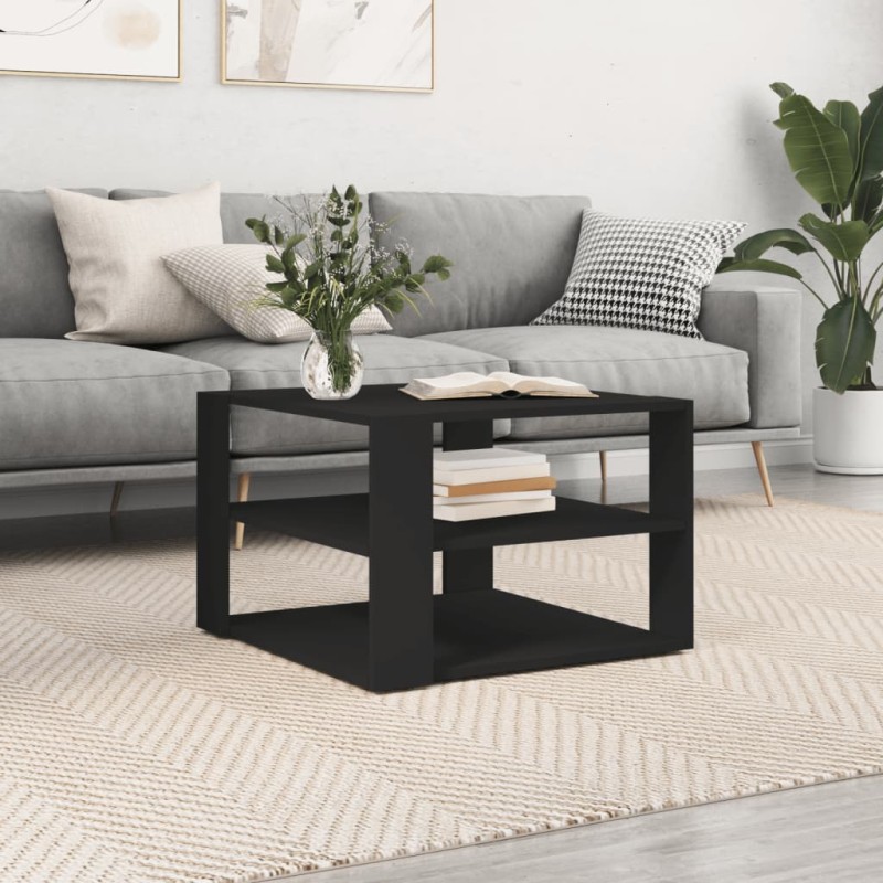 vidaXL Mesa de centro madera de ingeniería negro 59,5x59,5x40 cm