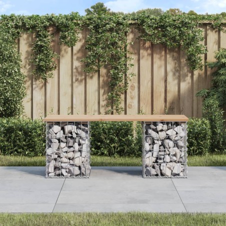 vidaXL Banco de jardín diseño gaviones madera maciza pino 103x31x42 cm