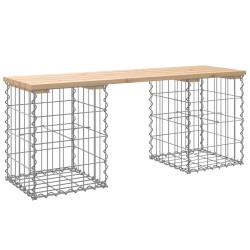 vidaXL Banco de jardín diseño gaviones madera maciza pino 103x31x42 cm