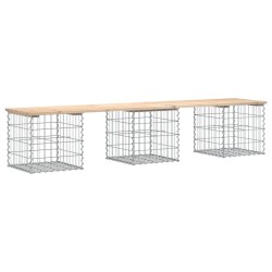 vidaXL Banco de jardín diseño gaviones madera maciza pino 203x44x42 cm