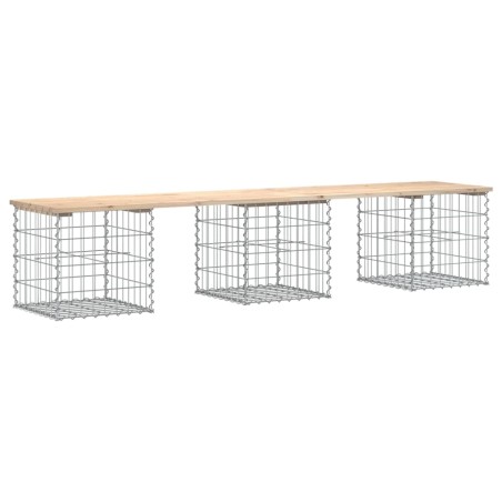 vidaXL Banco de jardín diseño gaviones madera maciza pino 203x44x42 cm