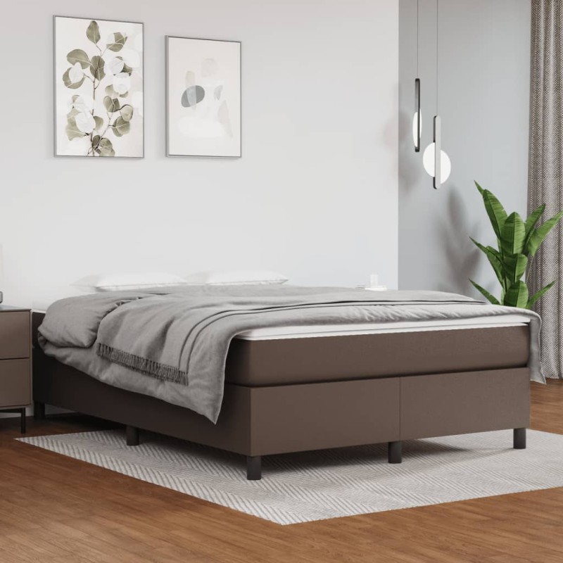 vidaXL Estructura de cama box spring cuero sintético marrón 140x200 cm vidaXL Estructura de cama box spring cuero sintético marrón 140x200 cm