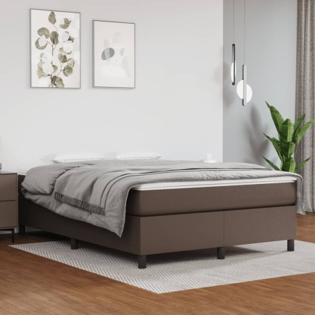 vidaXL Estructura de cama box spring cuero sintético marrón 140x200 cm