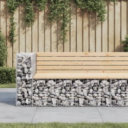 vidaXL Banco jardín diseño gaviones madera maciza pino 122x71x65,5 cm
