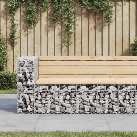 vidaXL Banco jardín diseño gaviones madera maciza pino 122x71x65,5 cm