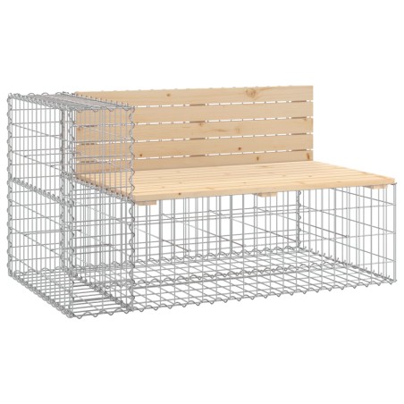 vidaXL Banco jardín diseño gaviones madera maciza pino 122x71x65,5 cm