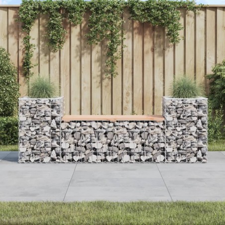 vidaXL Banco jardín diseño gaviones madera abeto Douglas 183x41x60,5cm