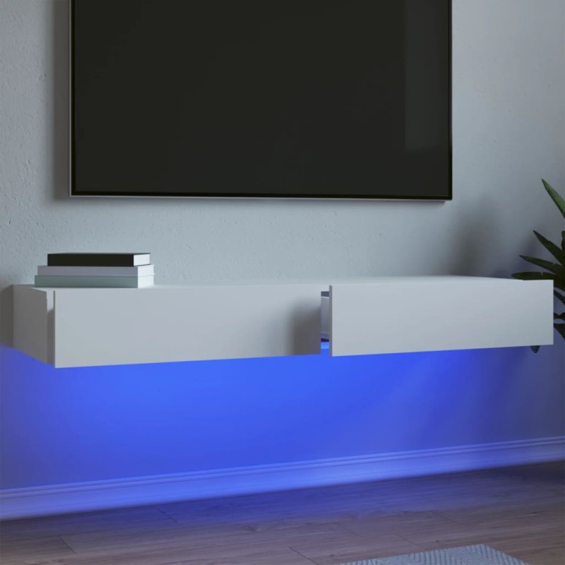 vidaXL Muebles de TV con luces LED 2 unidades blanco 60x35x15,5 cm vidaXL Muebles de TV con luces LED 2 unidades blanco 60x35x15,5 cm