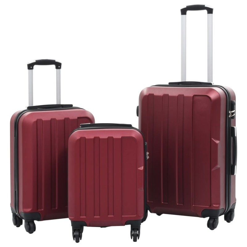 vidaXL Juego de maletas rígidas ruedas trolley 3 pzas rojo tinto ABS vidaXL Juego de maletas rígidas ruedas trolley 3 pzas rojo tinto ABS