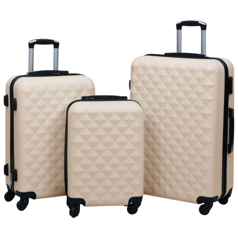 vidaXL Juego de maletas rígidas con ruedas 3 piezas ABS dorado vidaXL Juego de maletas rígidas con ruedas 3 piezas ABS dorado