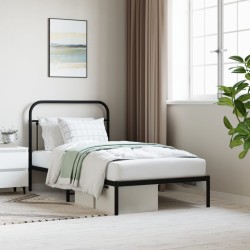 vidaXL Estructura de cama con cabecero metal negro 100x190 cm