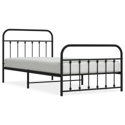 vidaXL Estructura de cama con cabecero y estribo metal negro 100x200cm