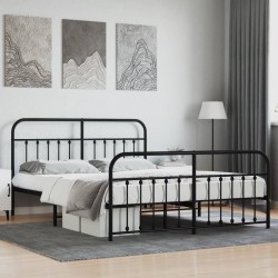 vidaXL Estructura de cama cabecero y pie de cama metal negro 183x213cm