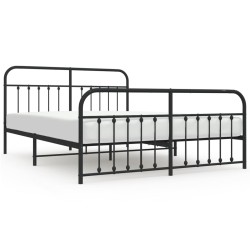 vidaXL Estructura de cama cabecero y pie de cama metal negro 183x213cm