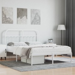 vidaXL Estructura de cama de metal con cabecero blanca 150x200 cm