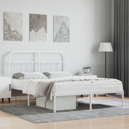 vidaXL Estructura de cama de metal con cabecero blanca 150x200 cm