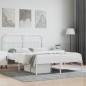 vidaXL Estructura de cama de metal con cabecero blanca 150x200 cm vidaXL Estructura de cama de metal con cabecero blanca 150x200 cm