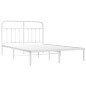 vidaXL Estructura de cama de metal con cabecero blanca 150x200 cm vidaXL Estructura de cama de metal con cabecero blanca 150x200 cm