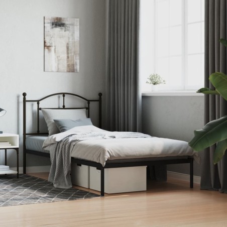 vidaXL Estructura de cama con cabecero metal negro 100x190 cm