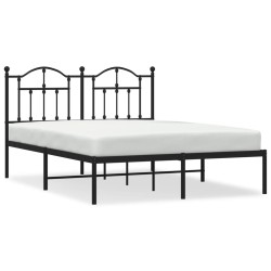 vidaXL Estructura de cama con cabecero metal negro 135x190 cm