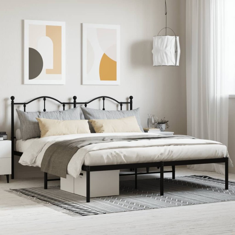 vidaXL Estructura de cama con cabecero metal negro 183x213 cm vidaXL Estructura de cama con cabecero metal negro 183x213 cm