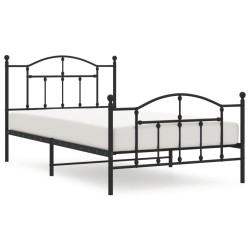 vidaXL Estructura de cama con cabecero y estribo metal negro 100x200cm