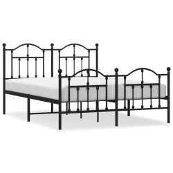 vidaXL Estructura de cama cabecero y pie de cama metal negro 150x200cm