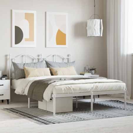 vidaXL Estructura de cama de metal con cabecero blanca 150x200 cm