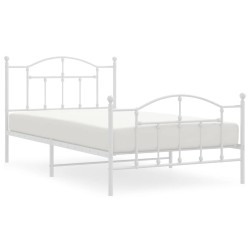 vidaXL Estructura cama metal con cabecero y pie cama blanca 100x200 cm