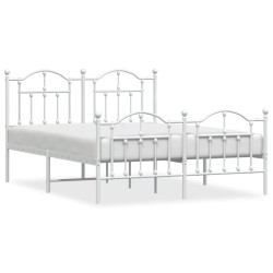 vidaXL Estructura cama metal con cabecero y estribo blanco 150x200 cm