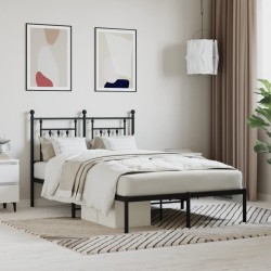vidaXL Estructura de cama con cabecero metal negro 135x190 cm