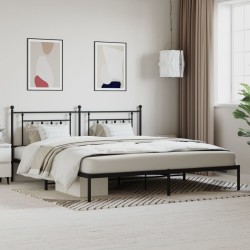 vidaXL Estructura de cama con cabecero metal negro 193x203 cm
