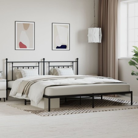 vidaXL Estructura de cama con cabecero metal negro 193x203 cm