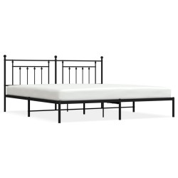 vidaXL Estructura de cama con cabecero metal negro 193x203 cm