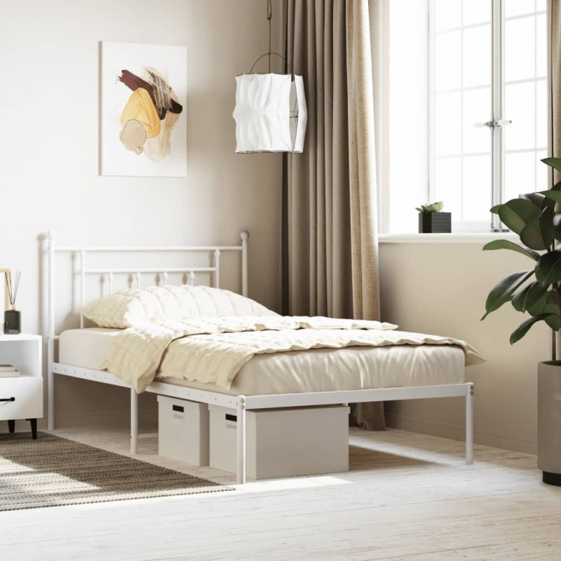 vidaXL Estructura de cama de metal con cabecero blanco 100x200 cm