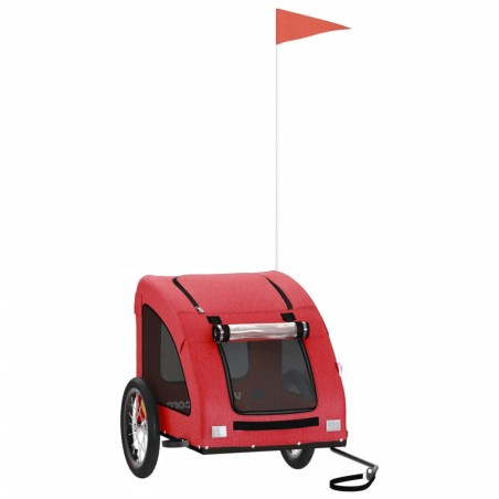 vidaXL Remolque de bicicleta mascotas hierro tela Oxford rojo
