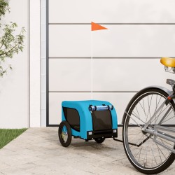 vidaXL Remolque de bicicleta mascotas hierro tela Oxford azul negro