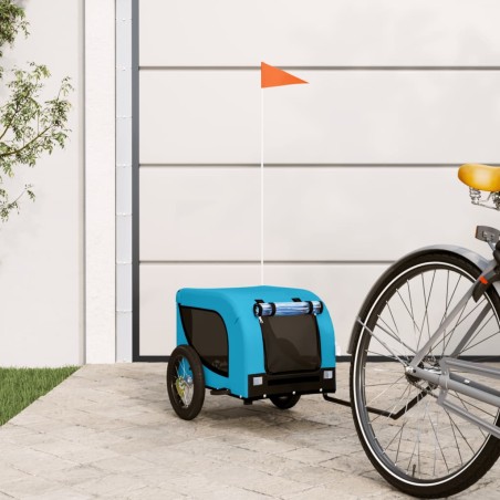 vidaXL Remolque de bicicleta mascotas hierro tela Oxford azul negro
