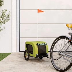 vidaXL Remolque de bicicleta mascotas hierro tela Oxford verde negro
