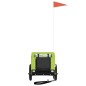 vidaXL Remolque de bicicleta mascotas hierro tela Oxford verde negro