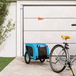 vidaXL Remolque de bicicleta mascotas hierro tela Oxford azul negro