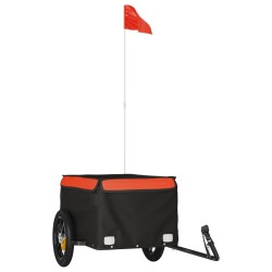 vidaXL Remolque para bicicleta hierro negro y naranja 30 kg